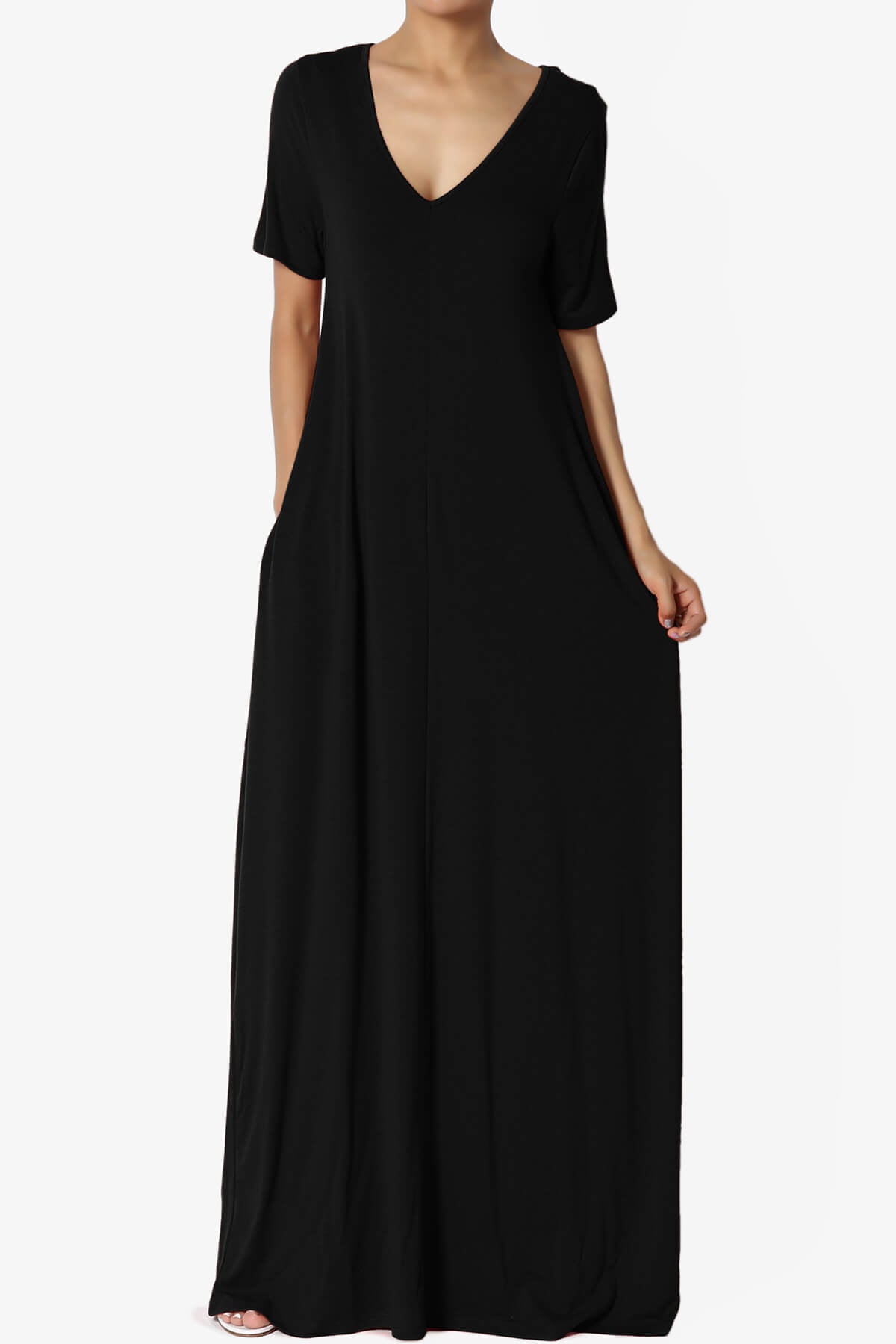 Load image into Gallery viewer, Vina Pocket Oversized Maxi Dress BLACK_1
