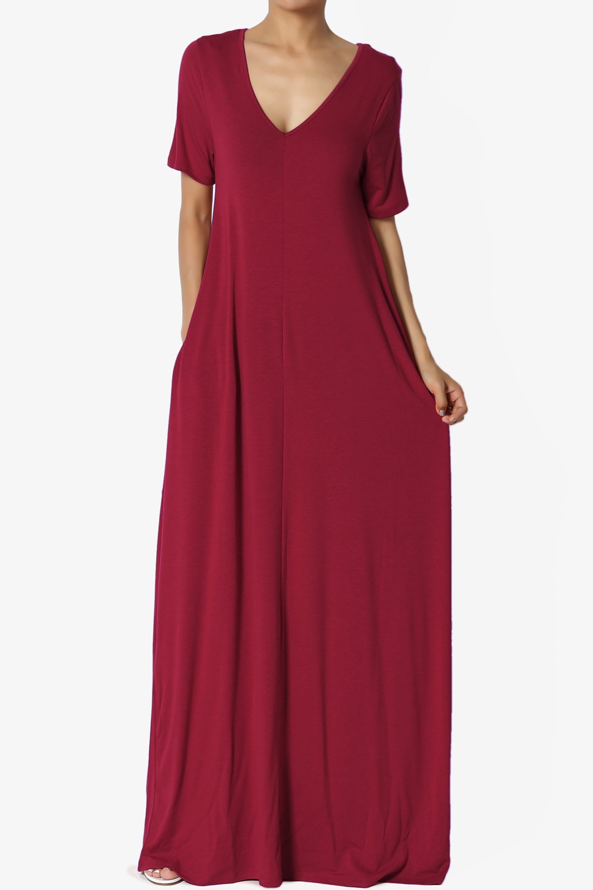 Vina Pocket Oversized Maxi Dress BURGUNDY_1