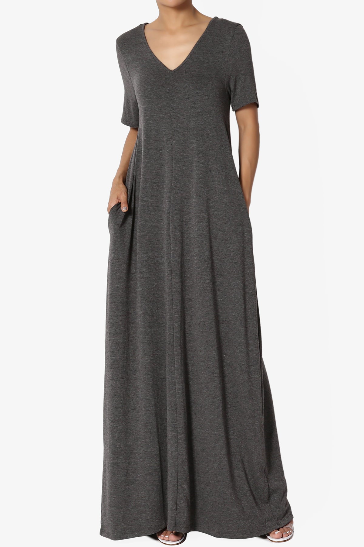 Vina Pocket Oversized Maxi Dress CHARCOAL_1