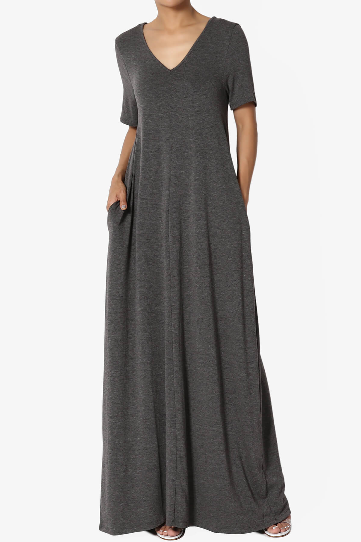 Load image into Gallery viewer, Vina Pocket Oversized Maxi Dress CHARCOAL_1
