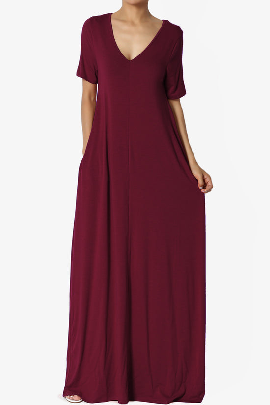Vina Pocket Oversized Maxi Dress DARK BURGUNDY_1