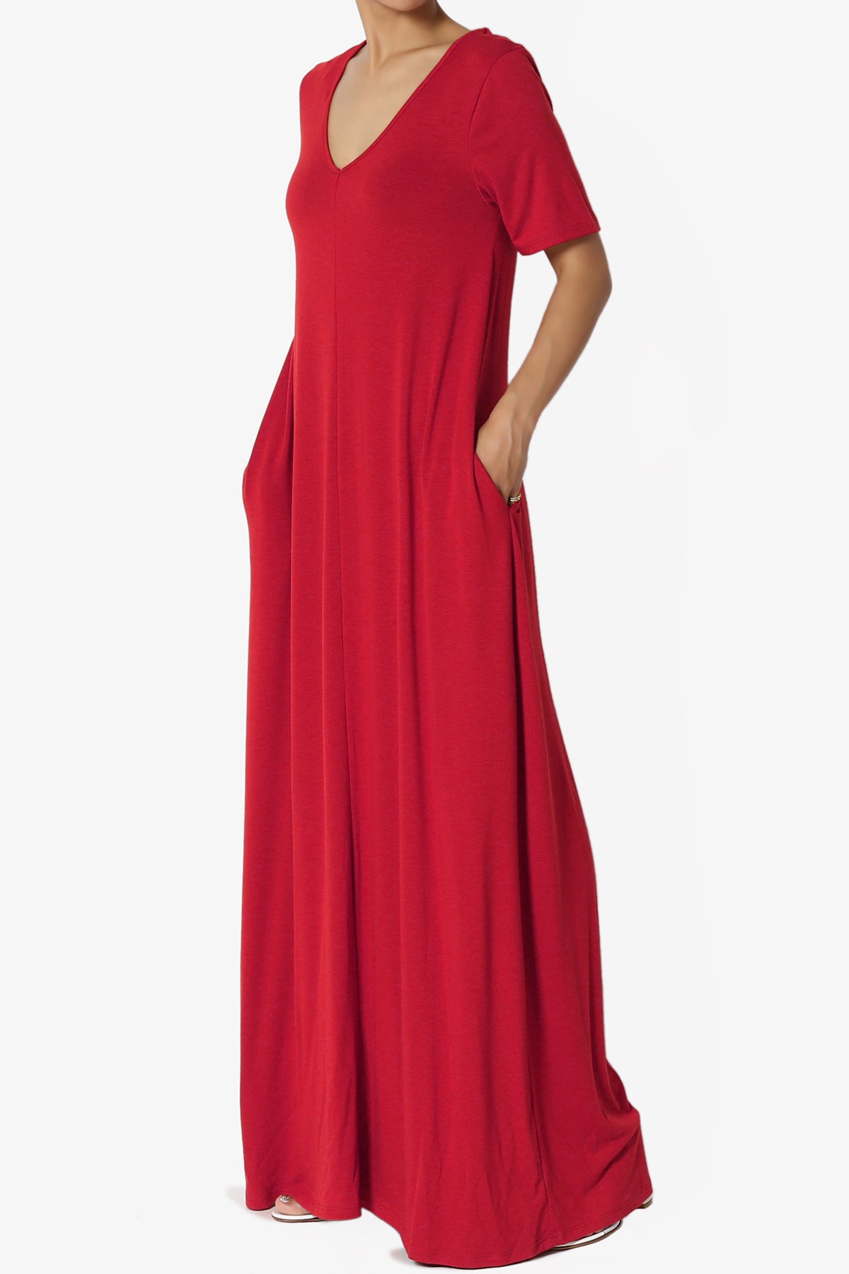 Vina Pocket Oversized Maxi Dress DARK RED_3