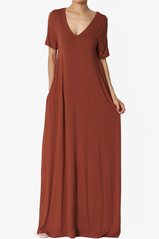 Load image into Gallery viewer, Vina Pocket Oversized Maxi Dress DARK RUST_1
