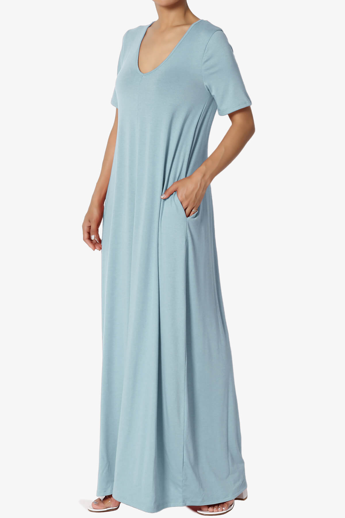 Vina Pocket Oversized Maxi Dress DUSTY BLUE_3