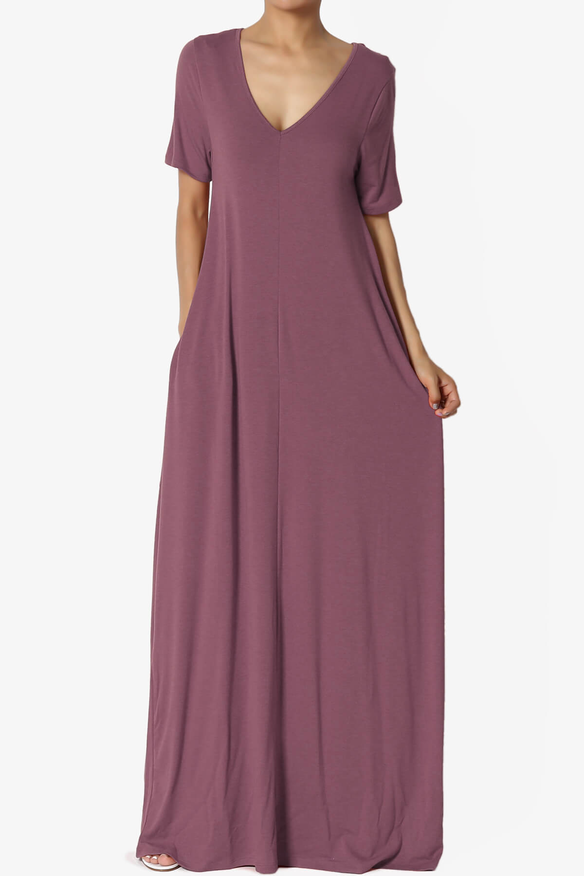 Load image into Gallery viewer, Vina Pocket Oversized Maxi Dress DUSTY PLUM_1
