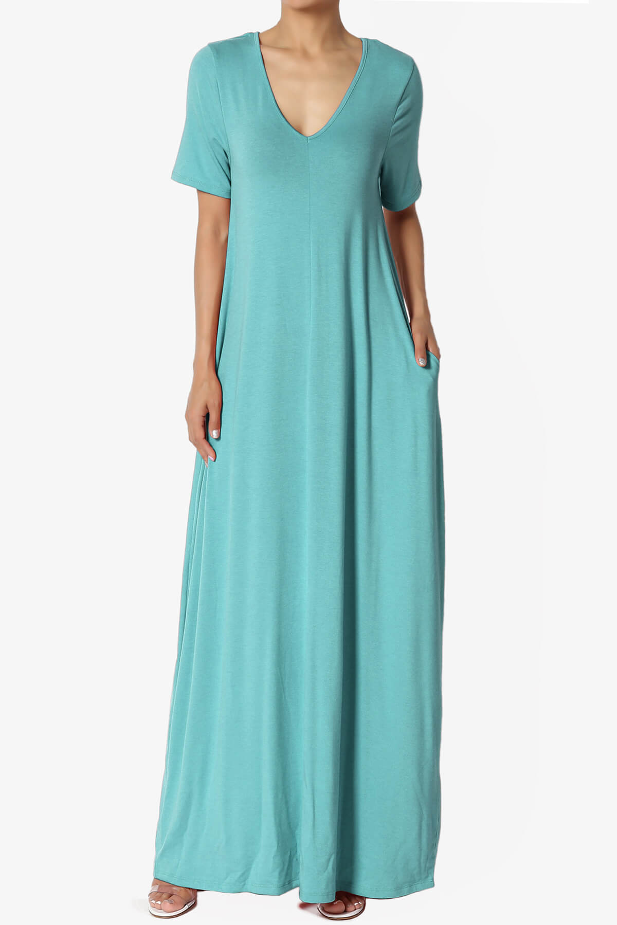 Vina Pocket Oversized Maxi Dress DUSTY TEAL_1