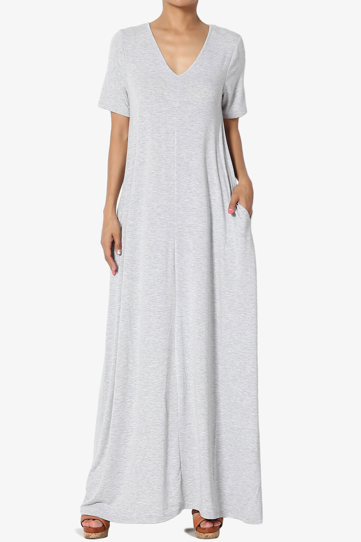 Vina Pocket Oversized Maxi Dress HEATHER GREY_1