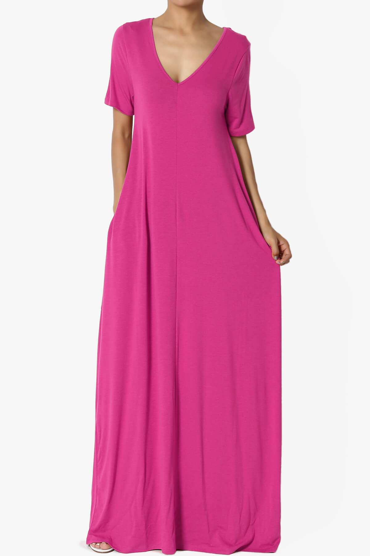Load image into Gallery viewer, Vina Pocket Oversized Maxi Dress HOT PINK_1
