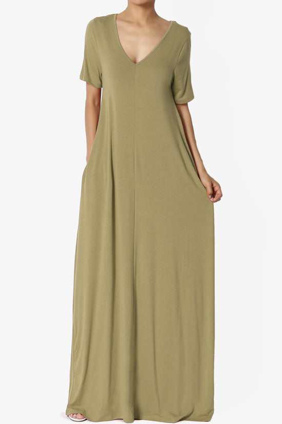 Vina Pocket Oversized Maxi Dress KHAKI GREEN_1