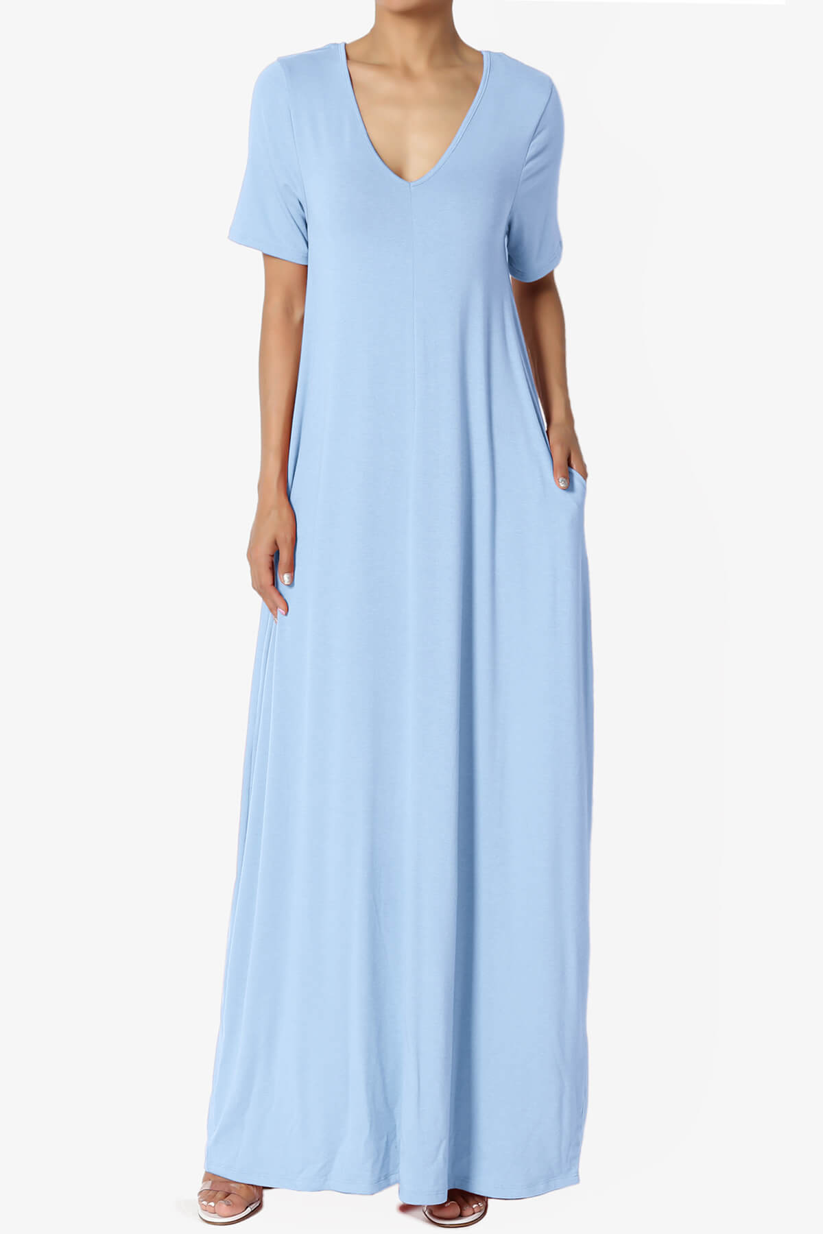 Load image into Gallery viewer, Vina Pocket Oversized Maxi Dress LIGHT BLUE_1
