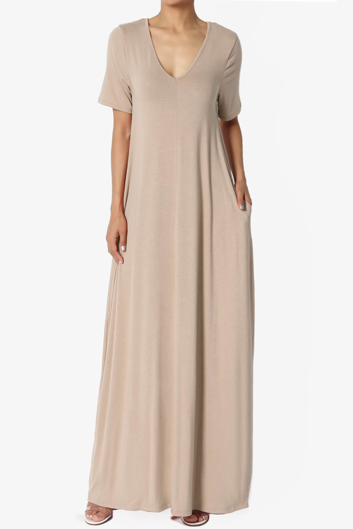 Load image into Gallery viewer, Vina Pocket Oversized Maxi Dress LIGHT MOCHA_1
