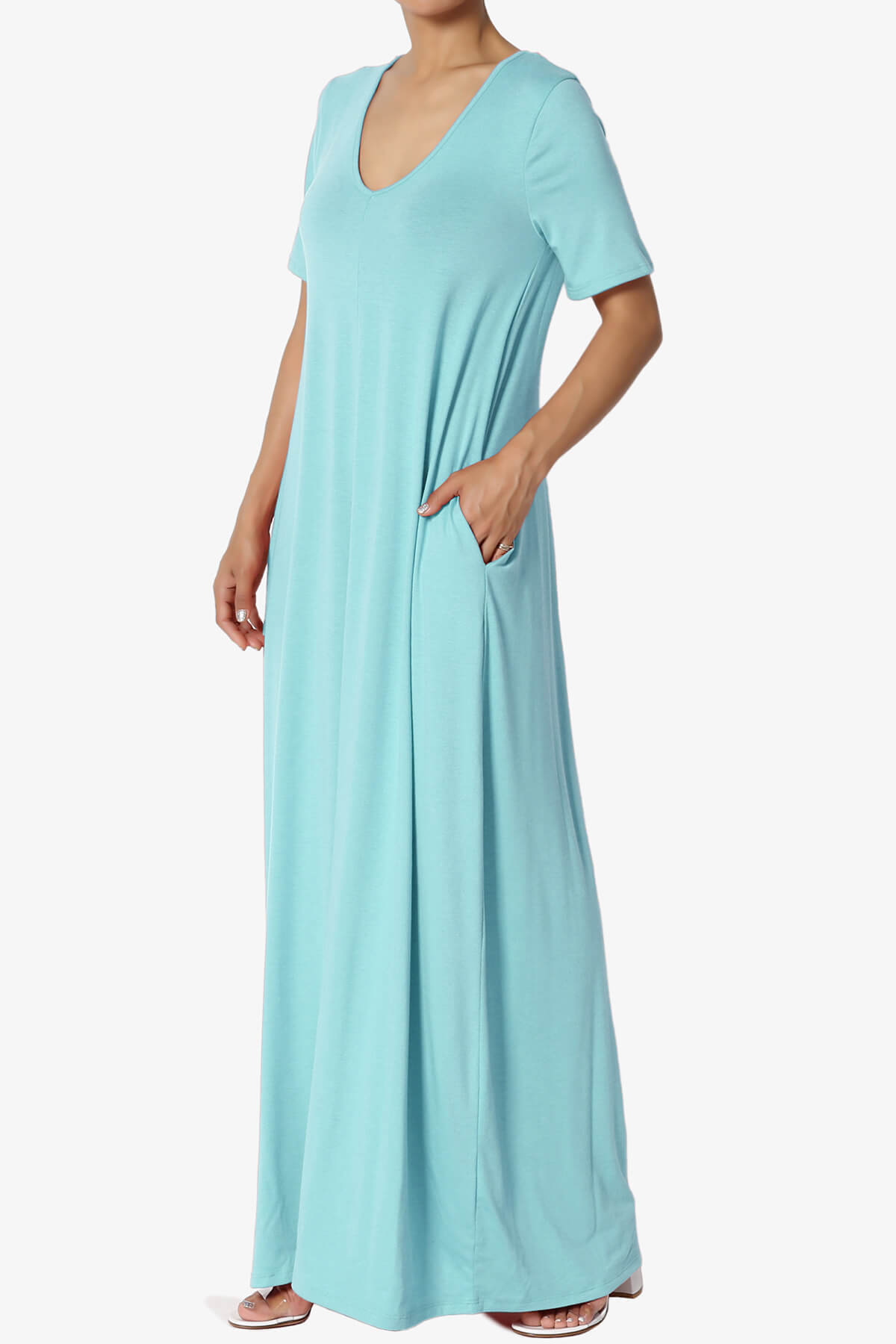 Load image into Gallery viewer, Vina Pocket Oversized Maxi Dress MILKY BLUE_3
