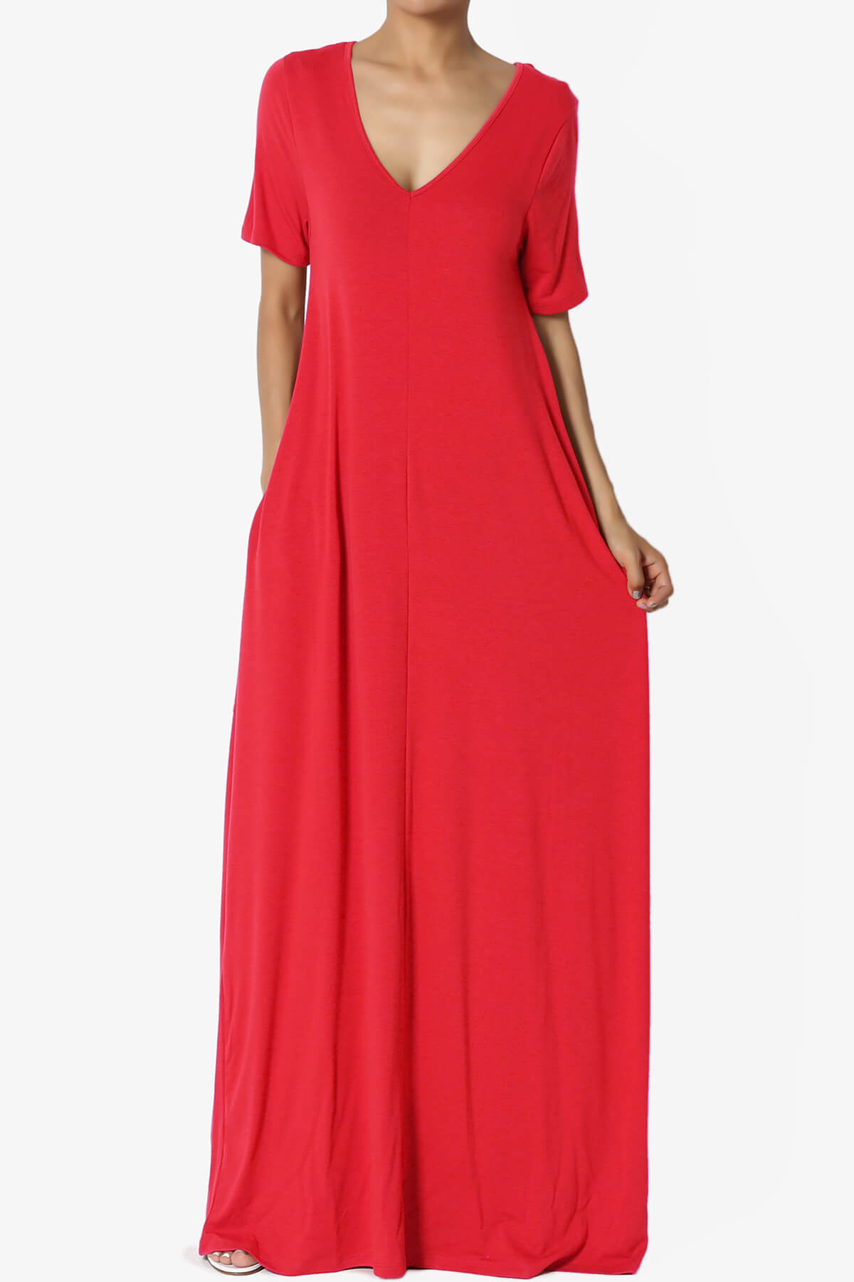Vina Pocket Oversized Maxi Dress RED_1
