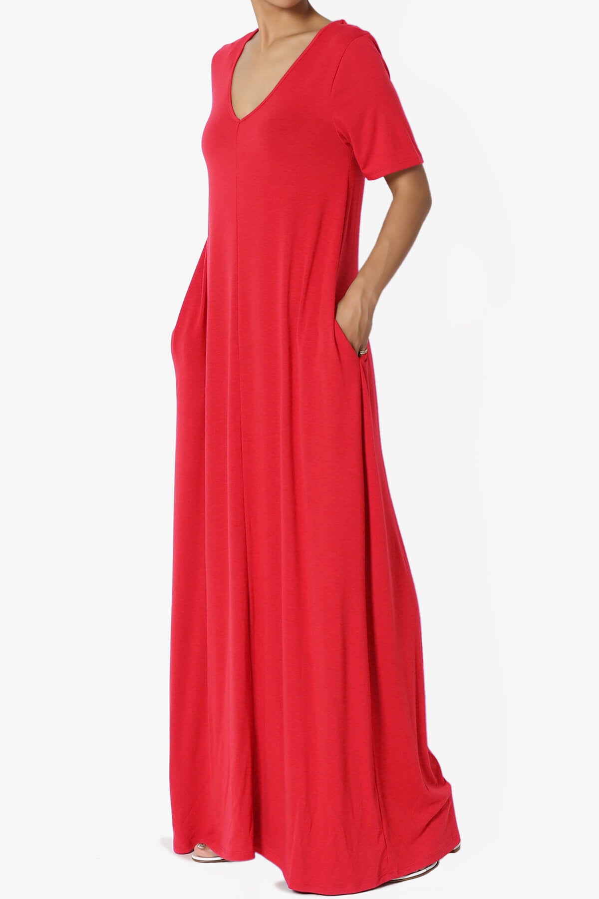 Vina Pocket Oversized Maxi Dress RED_3