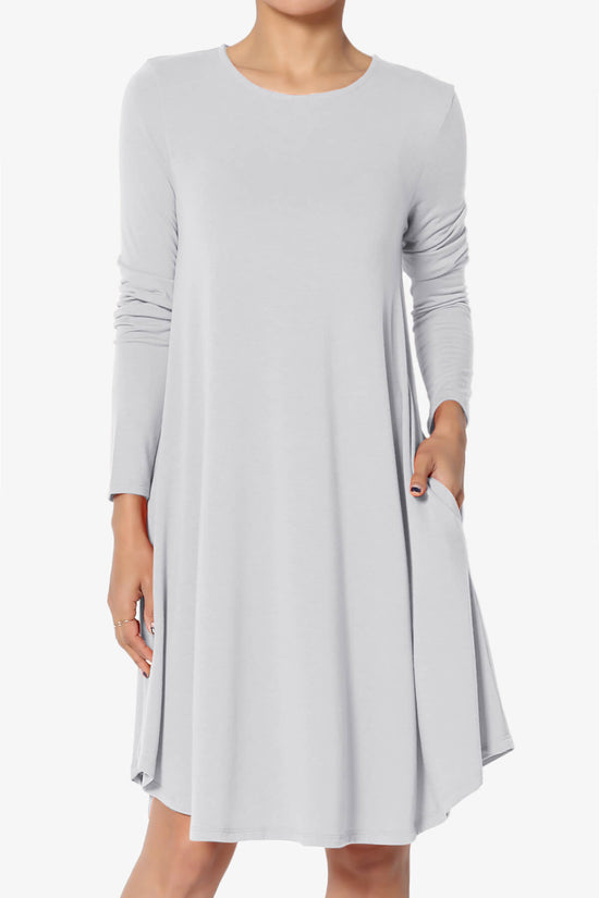 Load image into Gallery viewer, Squish Pocket Long Sleeve T-Shirt Dress GREY MIST_1
