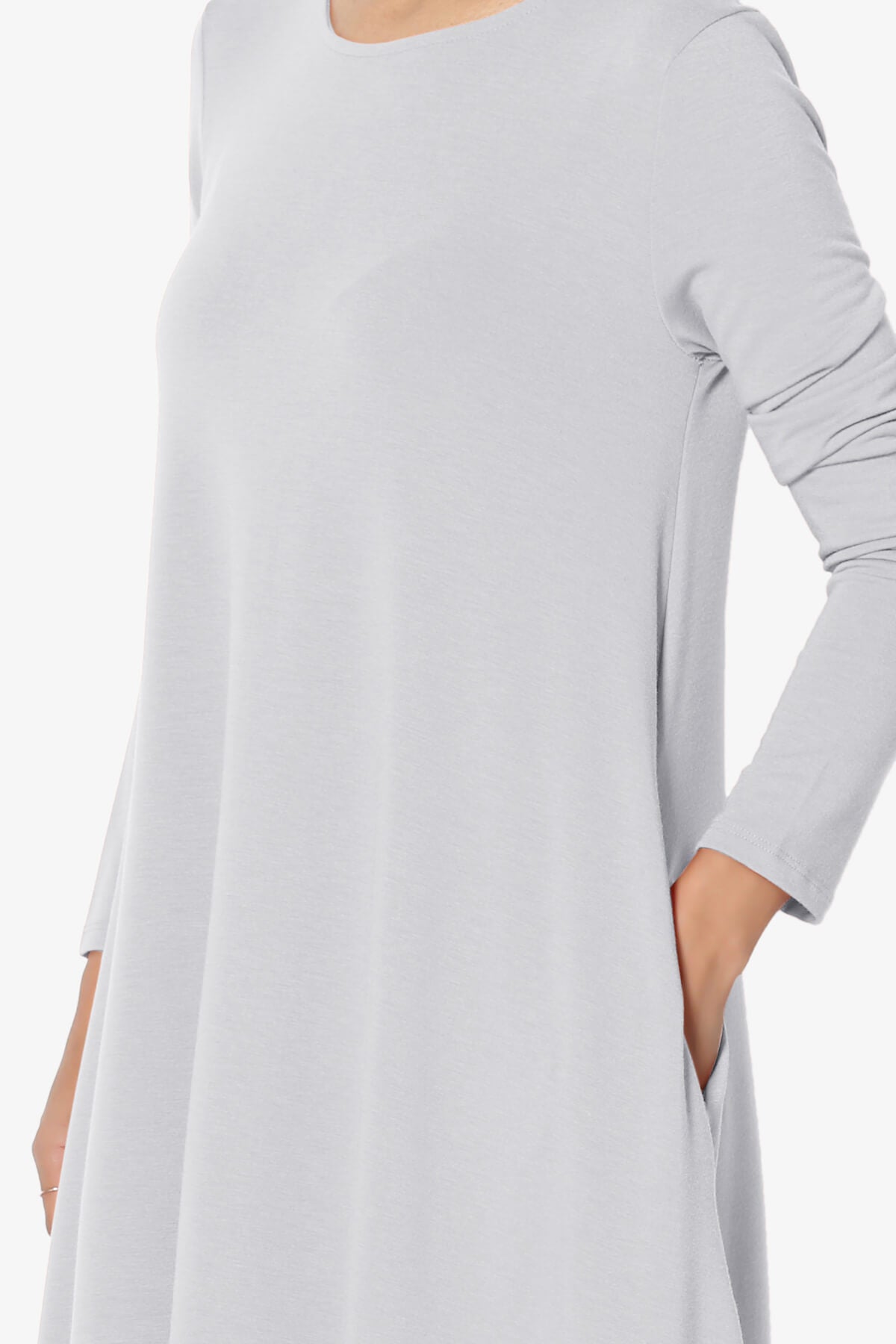 Load image into Gallery viewer, Squish Pocket Long Sleeve T-Shirt Dress GREY MIST_5
