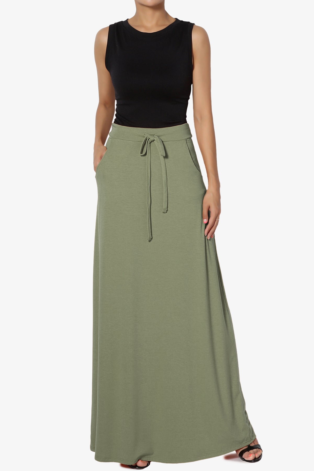 Izzie Drawstring Pocket Jersey Maxi Skirt PLUS