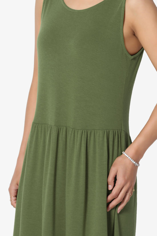 Load image into Gallery viewer, Macie Sleeveless Tiered Jersey Long Midi Dress ASH OLIVE_5
