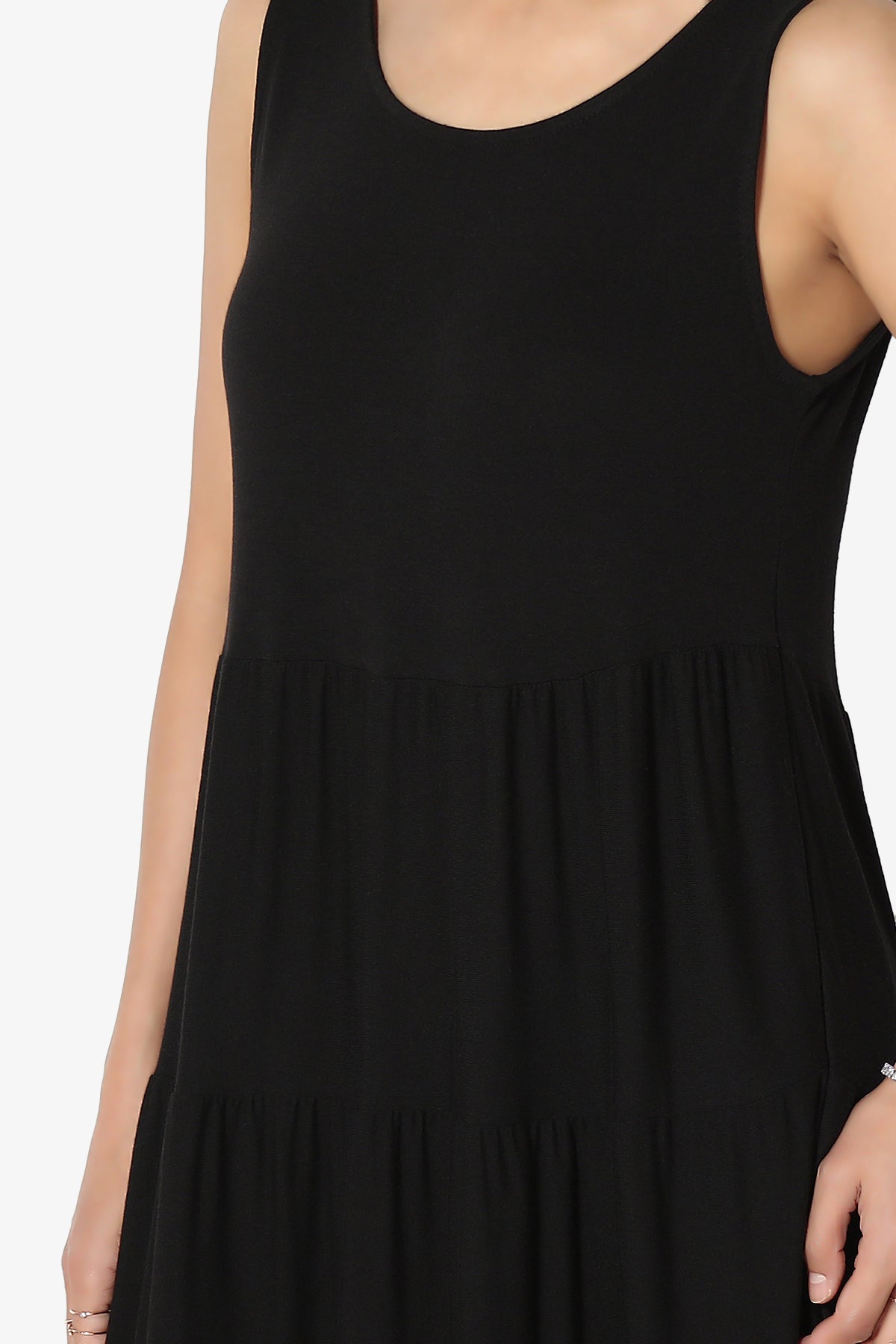 Load image into Gallery viewer, Macie Sleeveless Tiered Jersey Long Midi Dress BLACK_5
