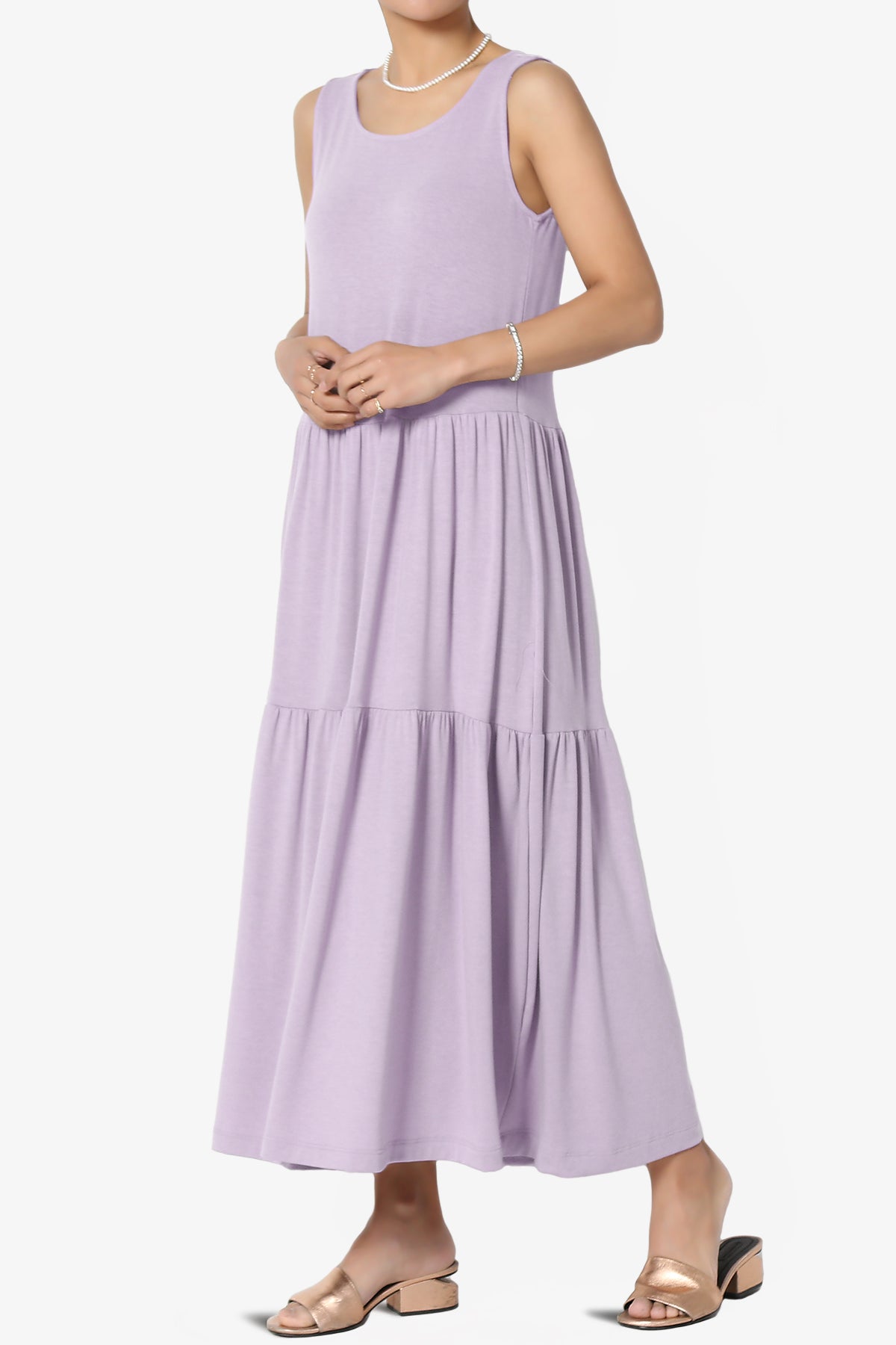 Load image into Gallery viewer, Macie Sleeveless Tiered Jersey Long Midi Dress DUSTY LAVENDER_3
