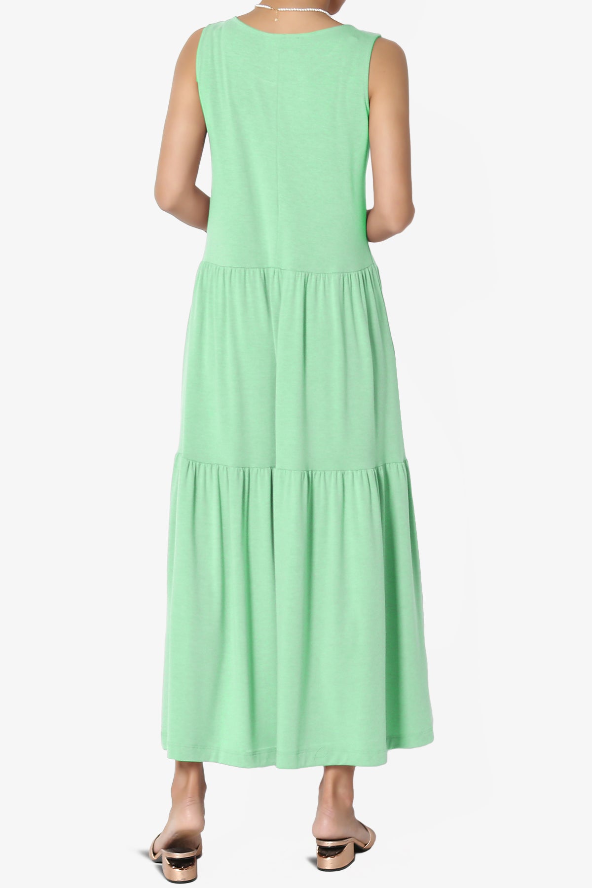 Load image into Gallery viewer, Macie Sleeveless Tiered Jersey Long Midi Dress GREEN MINT_2
