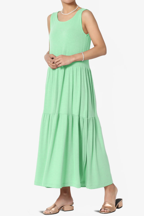 Macie Sleeveless Tiered Jersey Long Midi Dress GREEN MINT_3