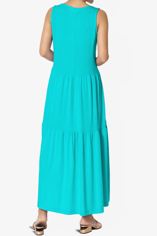 Load image into Gallery viewer, Macie Sleeveless Tiered Jersey Long Midi Dress ICE BLUE_2
