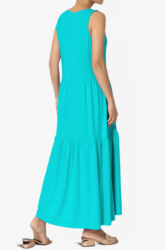 Load image into Gallery viewer, Macie Sleeveless Tiered Jersey Long Midi Dress ICE BLUE_4
