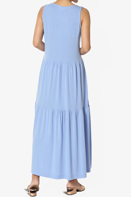 Macie Sleeveless Tiered Jersey Long Midi Dress LIGHT BLUE_2