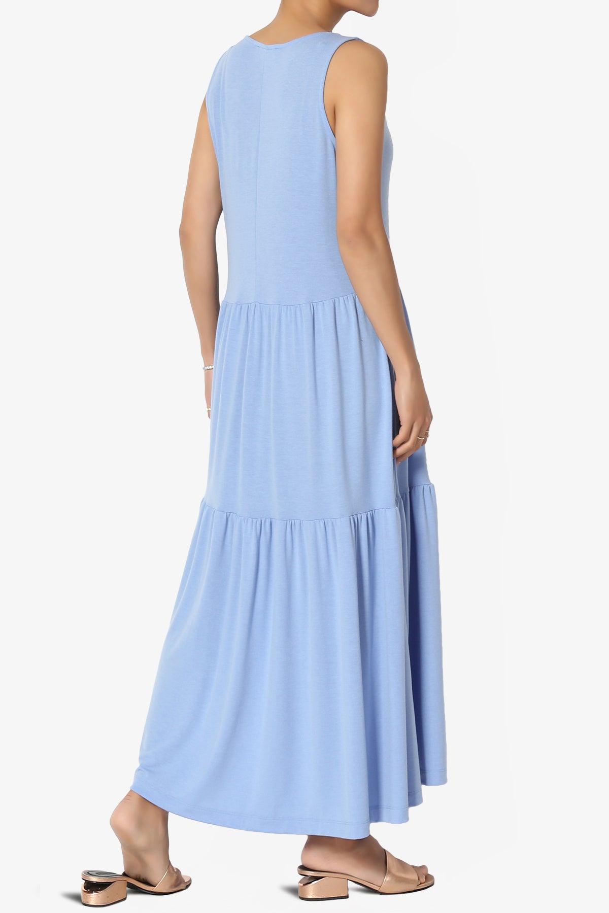 Macie Sleeveless Tiered Jersey Long Midi Dress LIGHT BLUE_4