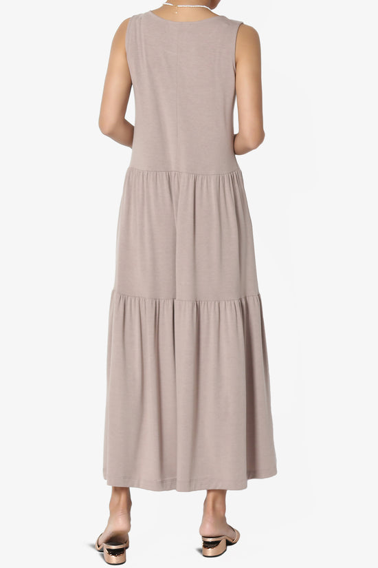 Macie Sleeveless Tiered Jersey Long Midi Dress LIGHT MOCHA_2