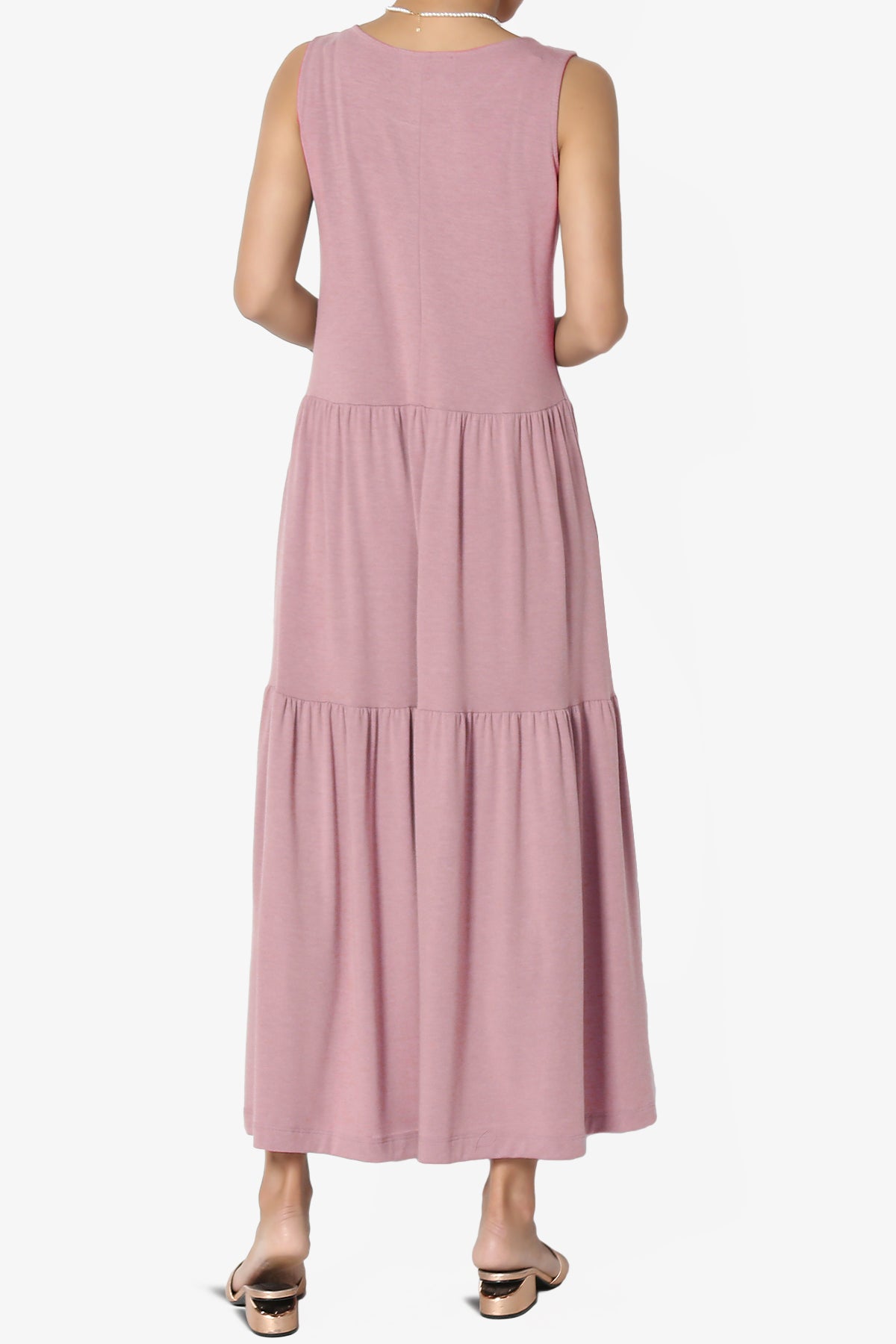 Load image into Gallery viewer, Macie Sleeveless Tiered Jersey Long Midi Dress LIGHT ROSE_2
