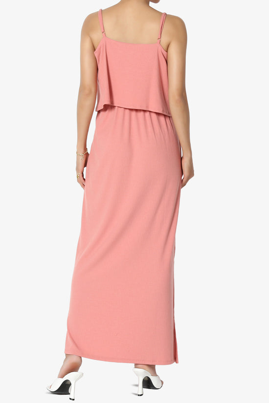 Load image into Gallery viewer, Elore Cami Overlay Ribbed Slit Maxi Dress ASH ROSE_2

