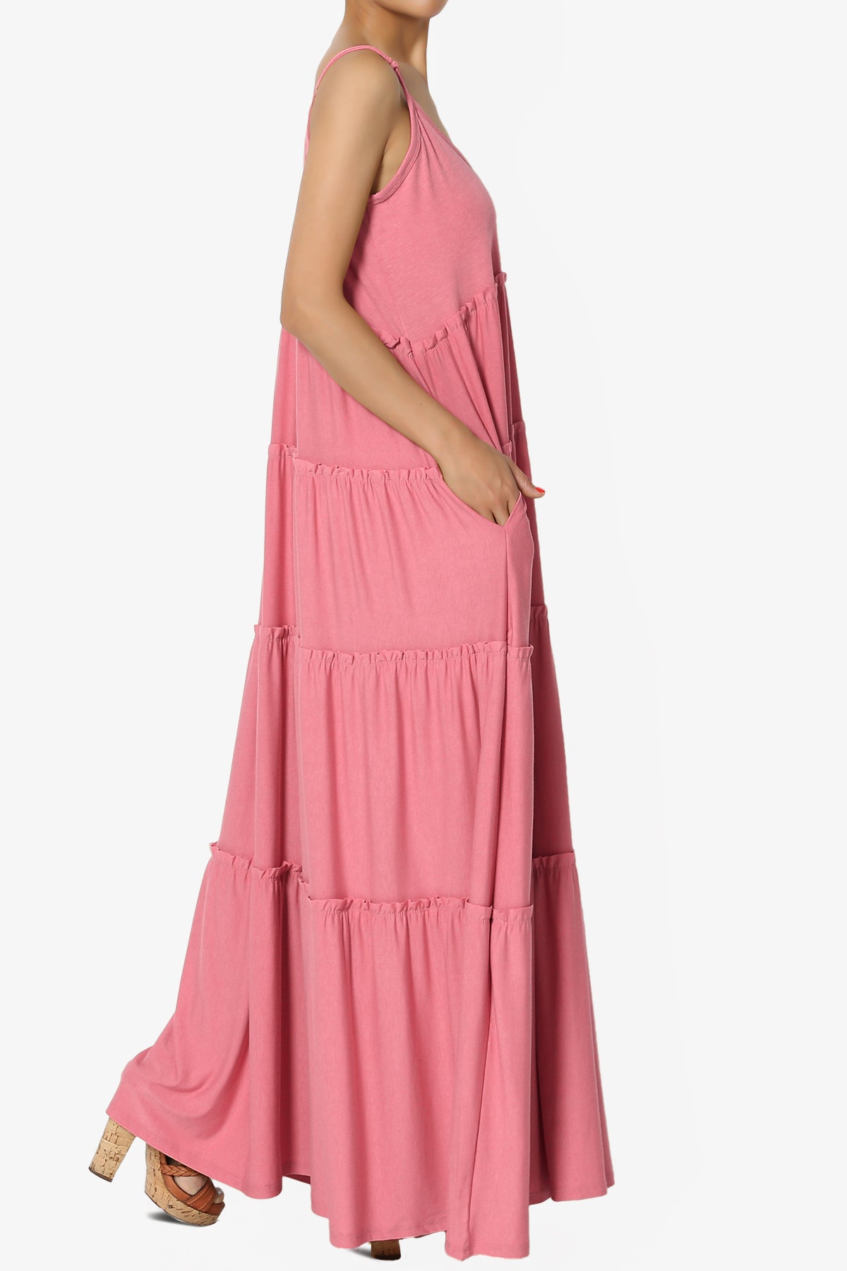 Bennet Ruffle Tiered Pocket Cami Maxi Dress