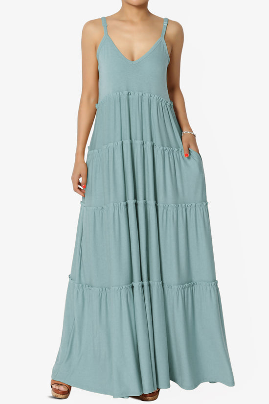 Load image into Gallery viewer, Bennet Ruffle Tiered Pocket Cami Maxi Dress PLUS
