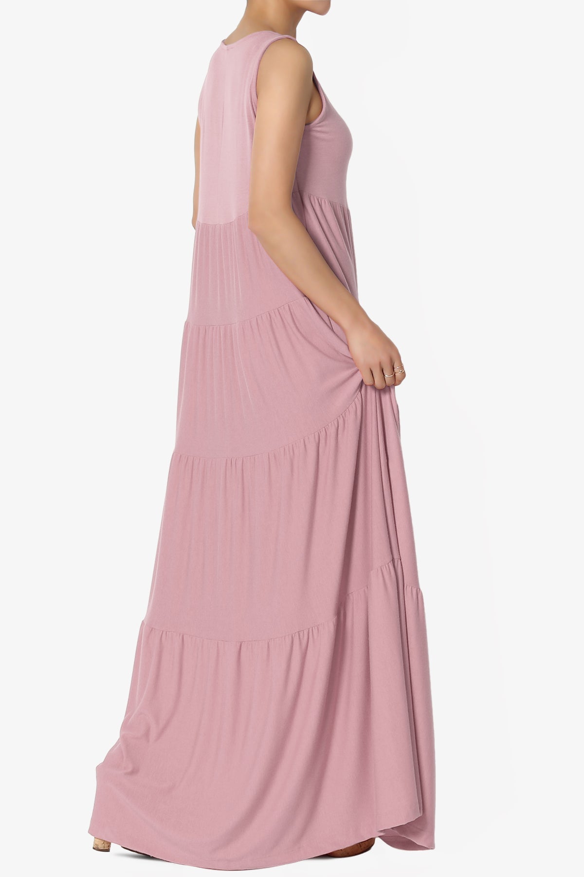 Macie Sleeveless Tiered Jersey Long Maxi Dress