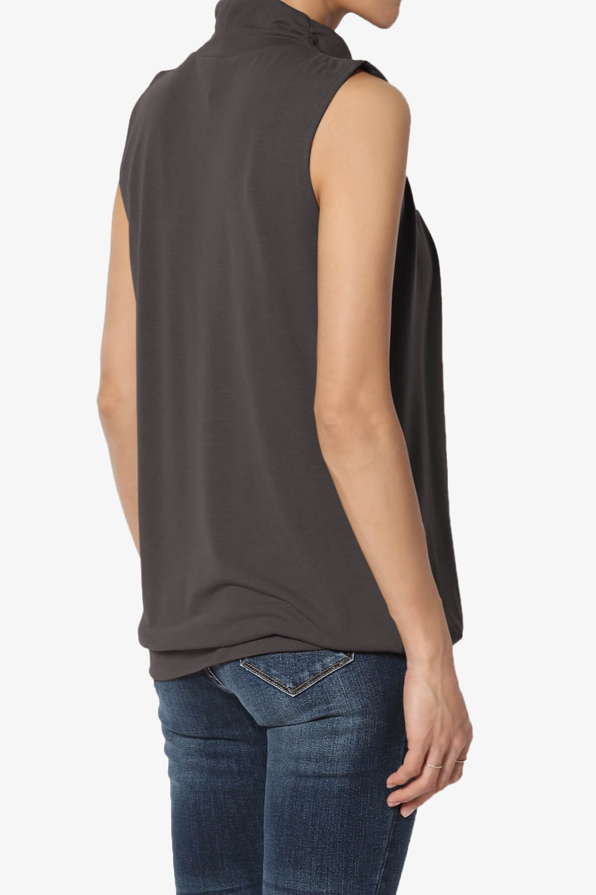 Load image into Gallery viewer, Jibbitz Sleeveless Mock Neck Pleated Top ASH GREY_4
