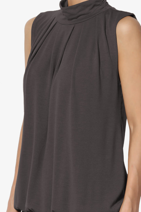 Load image into Gallery viewer, Jibbitz Sleeveless Mock Neck Pleated Top ASH GREY_5

