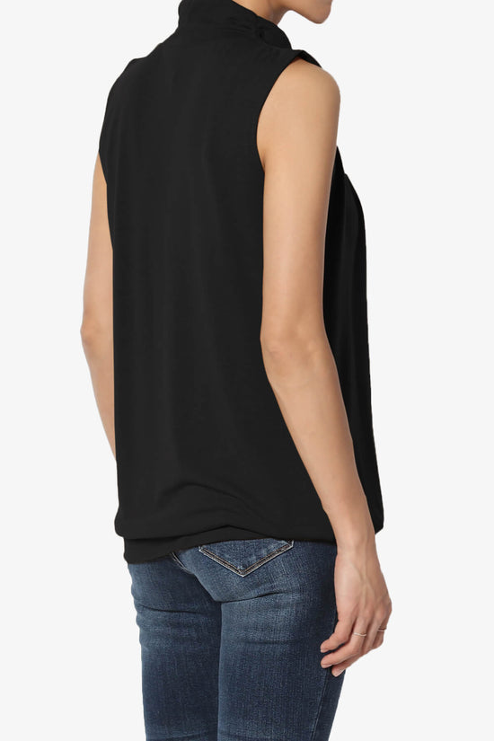 Load image into Gallery viewer, Jibbitz Sleeveless Mock Neck Pleated Top BLACK_4
