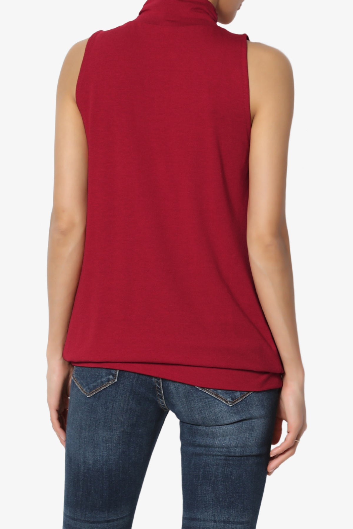 Load image into Gallery viewer, Jibbitz Sleeveless Mock Neck Pleated Top BURGUNDY_2
