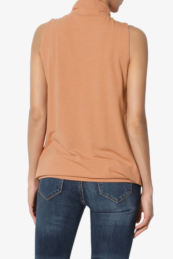 Load image into Gallery viewer, Jibbitz Sleeveless Mock Neck Pleated Top BUTTER ORANGE_2
