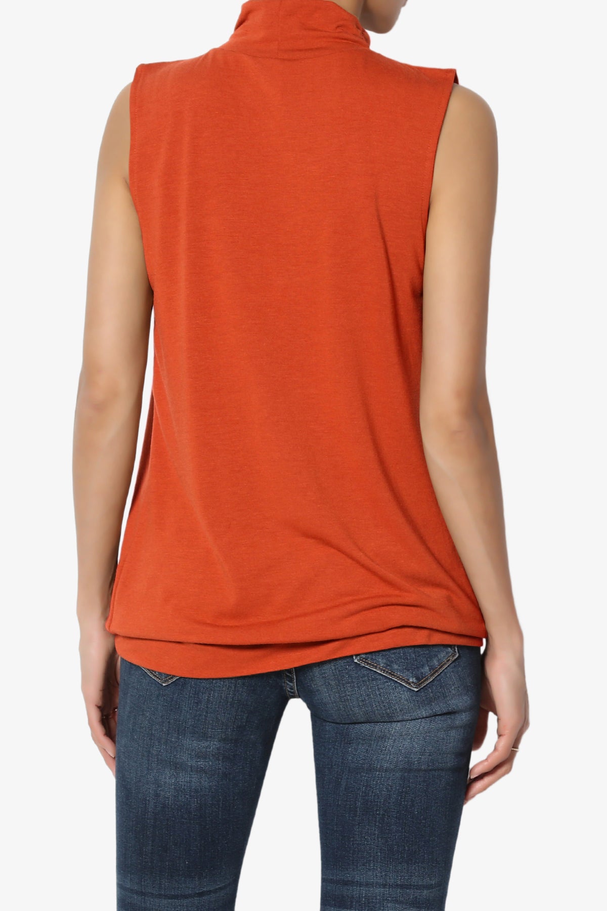 Load image into Gallery viewer, Jibbitz Sleeveless Mock Neck Pleated Top COPPER_2
