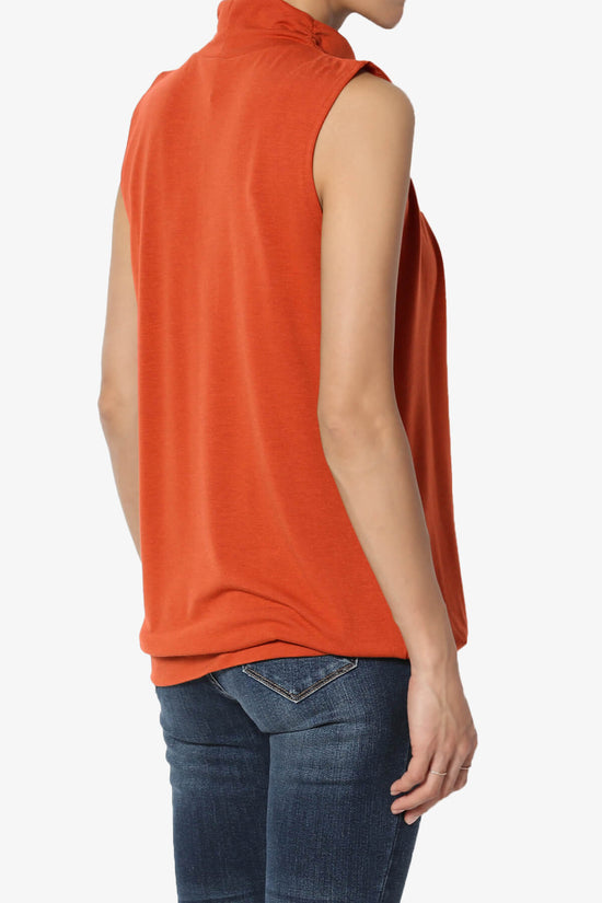 Load image into Gallery viewer, Jibbitz Sleeveless Mock Neck Pleated Top COPPER_4
