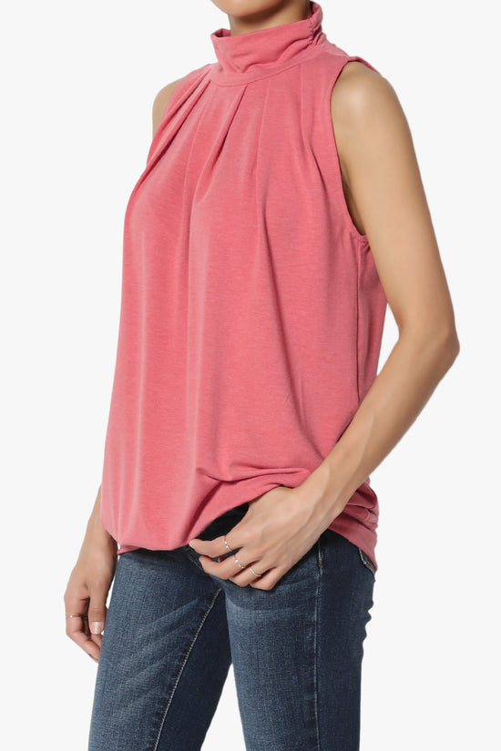 Load image into Gallery viewer, Jibbitz Sleeveless Mock Neck Pleated Top DESERT ROSE_3
