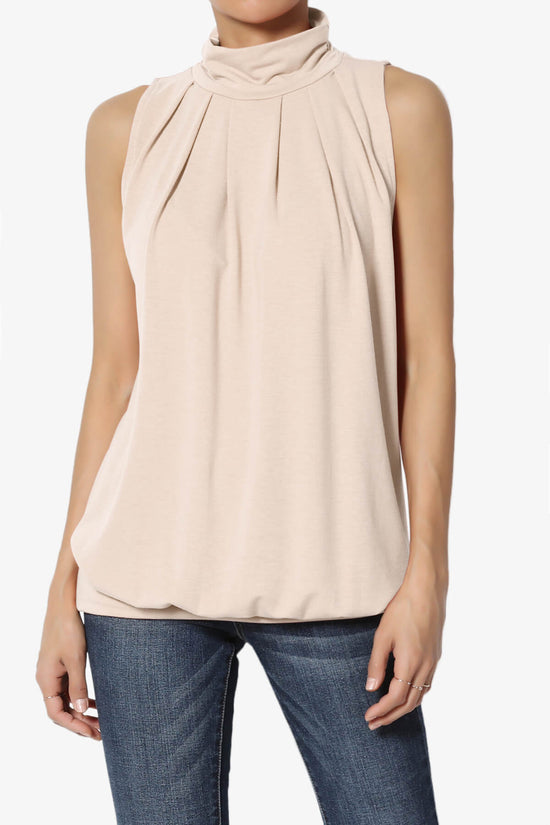 Load image into Gallery viewer, Jibbitz Sleeveless Mock Neck Pleated Top DUSTY BLUSH_1

