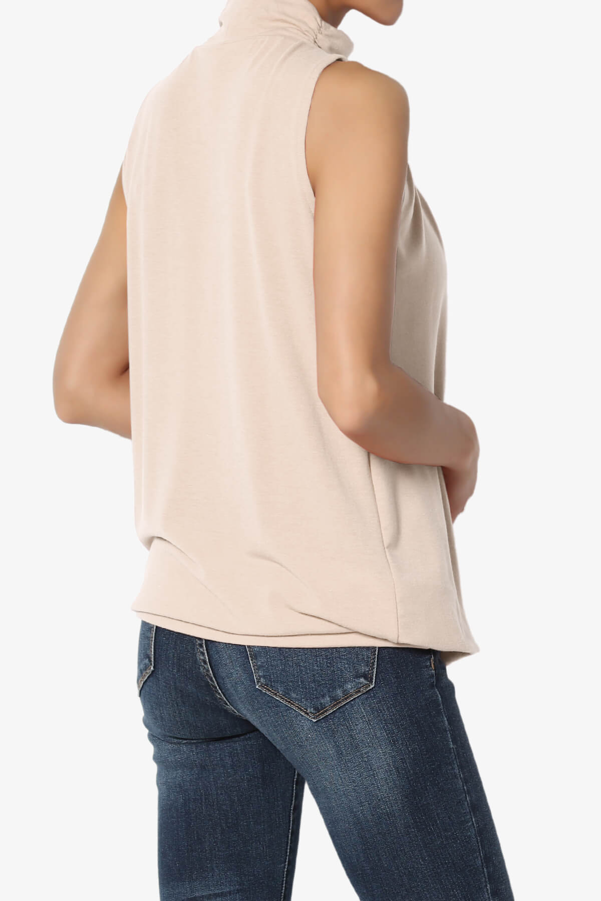 Load image into Gallery viewer, Jibbitz Sleeveless Mock Neck Pleated Top DUSTY BLUSH_4
