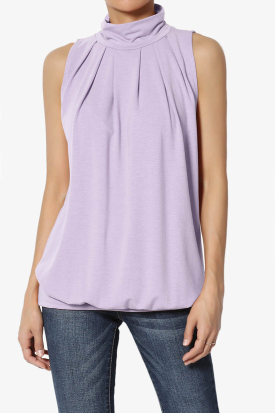 Load image into Gallery viewer, Jibbitz Sleeveless Mock Neck Pleated Top DUSTY LAVENDER_1
