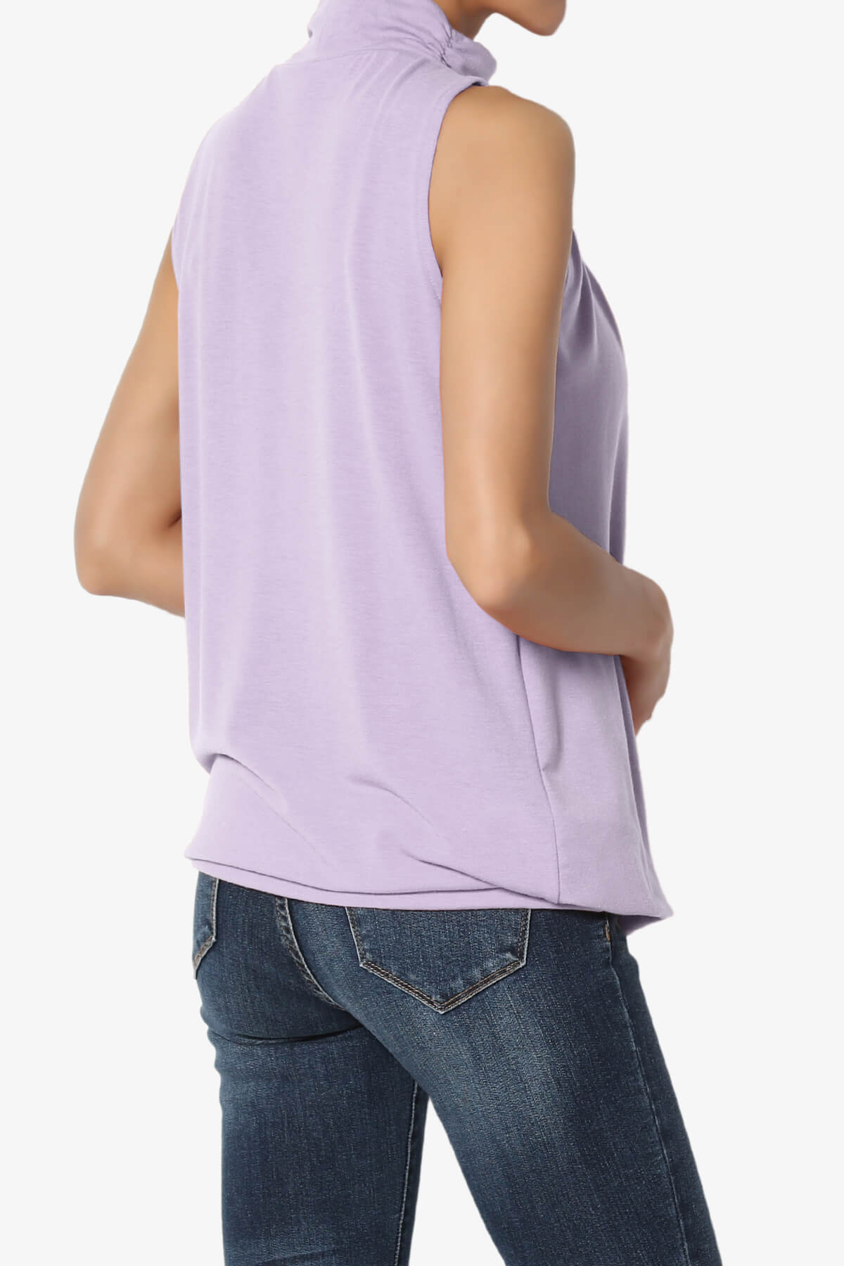 Load image into Gallery viewer, Jibbitz Sleeveless Mock Neck Pleated Top DUSTY LAVENDER_4
