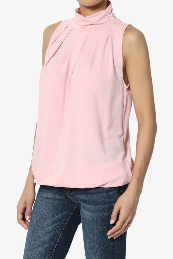 Load image into Gallery viewer, Jibbitz Sleeveless Mock Neck Pleated Top DUSTY PINK_3
