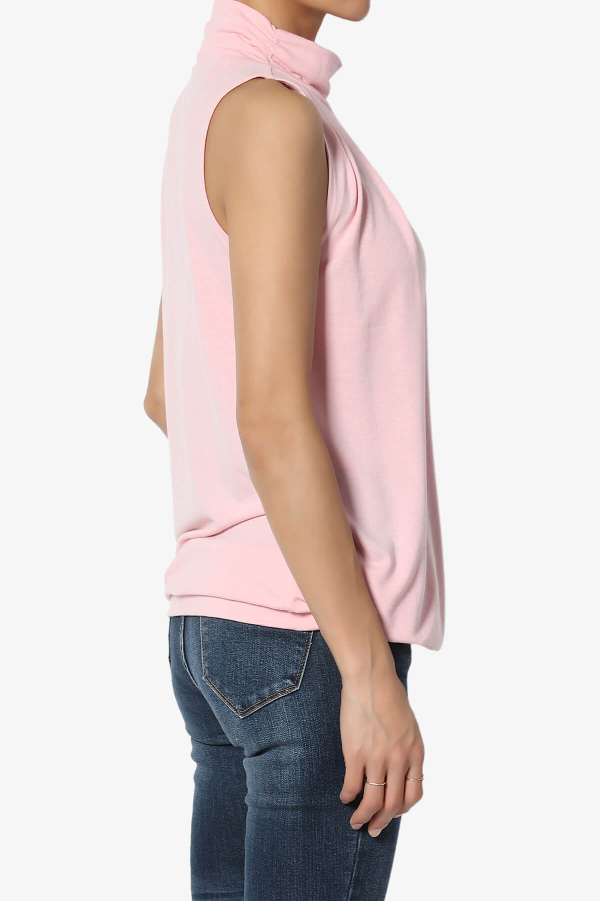 Load image into Gallery viewer, Jibbitz Sleeveless Mock Neck Pleated Top DUSTY PINK_4
